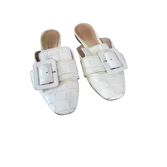 Schutz Women's Savana Braided White Leather Closed Toe Clogs/ Mule  Size 7B - Picture 3 of 12